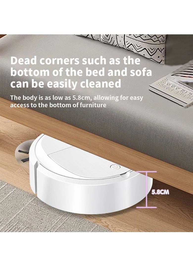 AROAQ 3 In 1 Smart Sweeping Robot, Powerful Suction Robot Cleaner, Rechargeable Mini Sweeper With Automatic Obstacle Avoidance, Robotic Vacuum Cleaner For Home Office, (1pc, White) - Image 3