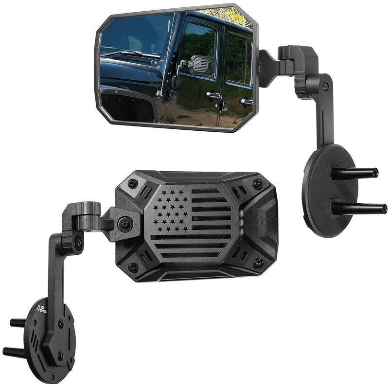JOYTUTUS Wrangler Side Mirrors Replacement Compatible with Wrangler JK JKU 2007-2018, US Flag Pattern Wrangler JK Side Mirrors, Wider View No Vibrate & Wobble - Image 1