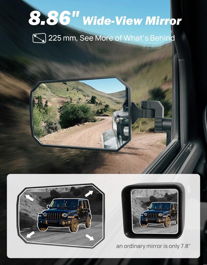 JOYTUTUS Wrangler Side Mirrors Replacement Compatible with Wrangler JK JKU 2007-2018, US Flag Pattern Wrangler JK Side Mirrors, Wider View No Vibrate & Wobble - Image 4
