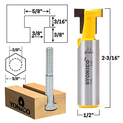 YONICO Router Bits T Track T Slot 3/8-Inch T-Bolt 1/2-Inch Shank 14196 - Image 2