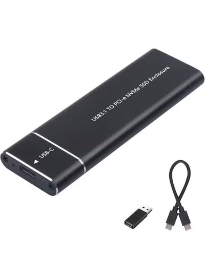 Original Aluminum M.2 NVMe SSD Enclosure – USB 3.1 Gen2 to NGFF NVMe PCIe M-Key External SSD Case with Type-C Cable - Image 1