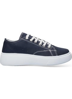 Liger Women's Comfortable Thick Sole Linen Sneakers Navy Blue  - Image 1
