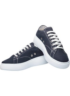 Liger Women's Comfortable Thick Sole Linen Sneakers Navy Blue  - Image 3