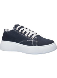 Liger Women's Comfortable Thick Sole Linen Sneakers Navy Blue  - Image 2
