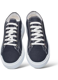 Liger Women's Comfortable Thick Sole Linen Sneakers Navy Blue  - Image 4