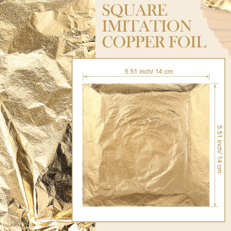 بيميمو أوراق الذهب - 100 قطعة 5.51 ورقة - المواد النحاسية للفنون والحرف اليدوية ، وتزيين الأثاث DIY ، و ديكوباج ، والتشويش - وميض معدني ، وملمس ناعم - Image 3
