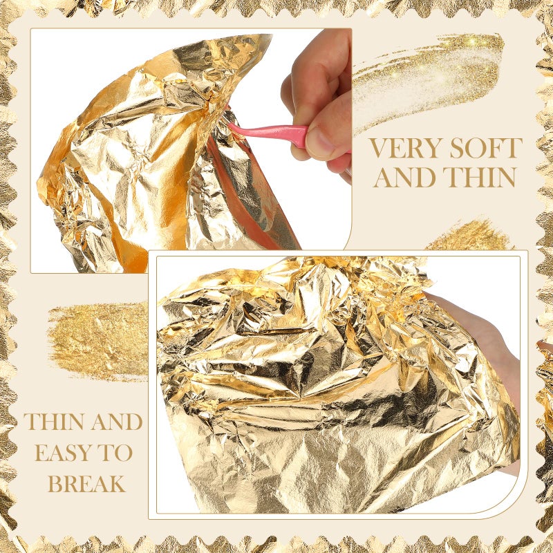 بيميمو أوراق الذهب - 100 قطعة 5.51 ورقة - المواد النحاسية للفنون والحرف اليدوية ، وتزيين الأثاث DIY ، و ديكوباج ، والتشويش - وميض معدني ، وملمس ناعم - Image 4