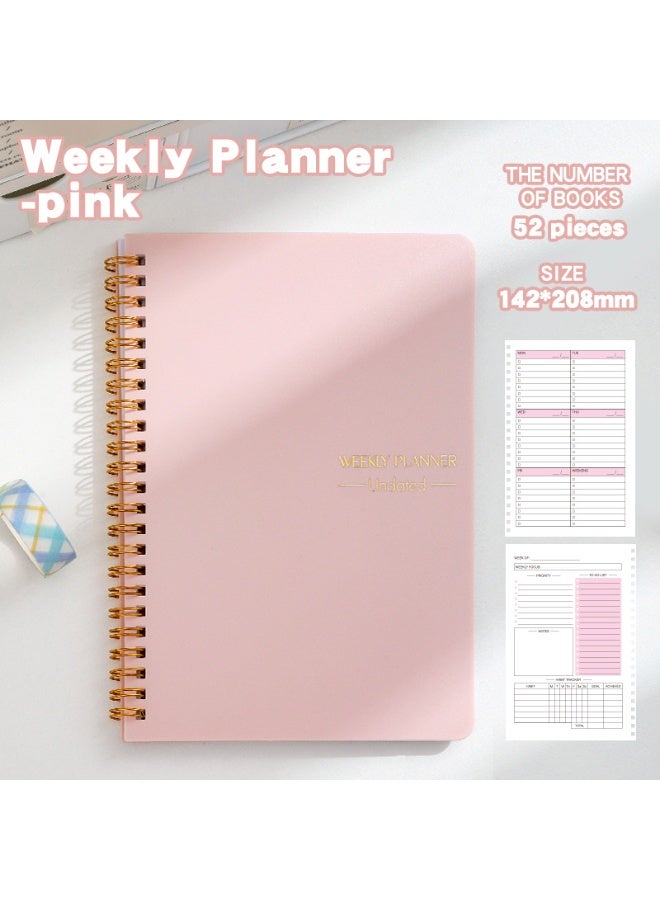 JoyousSto Weekly Planner Undated, A5 To Do List Notebook Weekly Goals Schedule Planner Daily Planner Notebook Weekly Goals Planner for Work & Personal Life(Pink) - Image 1