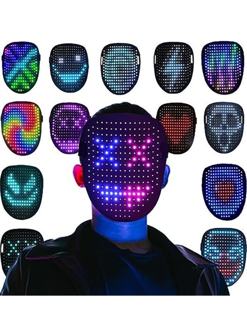 Led Mask with Gesture Sensing Transforming Light Up Luminous Digital Glow Mask Type-C Charging Port for Rave Party Masquerade Costume Cosplay Party - Image 1