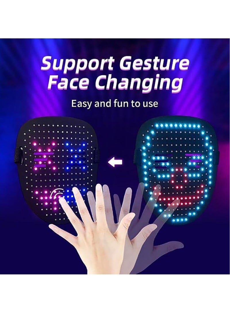 Led Mask with Gesture Sensing Transforming Light Up Luminous Digital Glow Mask Type-C Charging Port for Rave Party Masquerade Costume Cosplay Party - Image 3