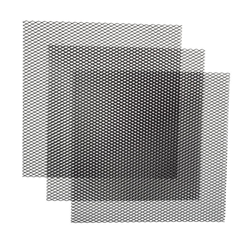 شبكة مشبك السيارة العالمية AggAuto 13x13 من سبائك الألمنيوم إدخال شبكة المصد ثقب ماسي 6x12mm 3 قطع واحدة من أكثر الشبكات متعددة الوظائف باللون الأسود