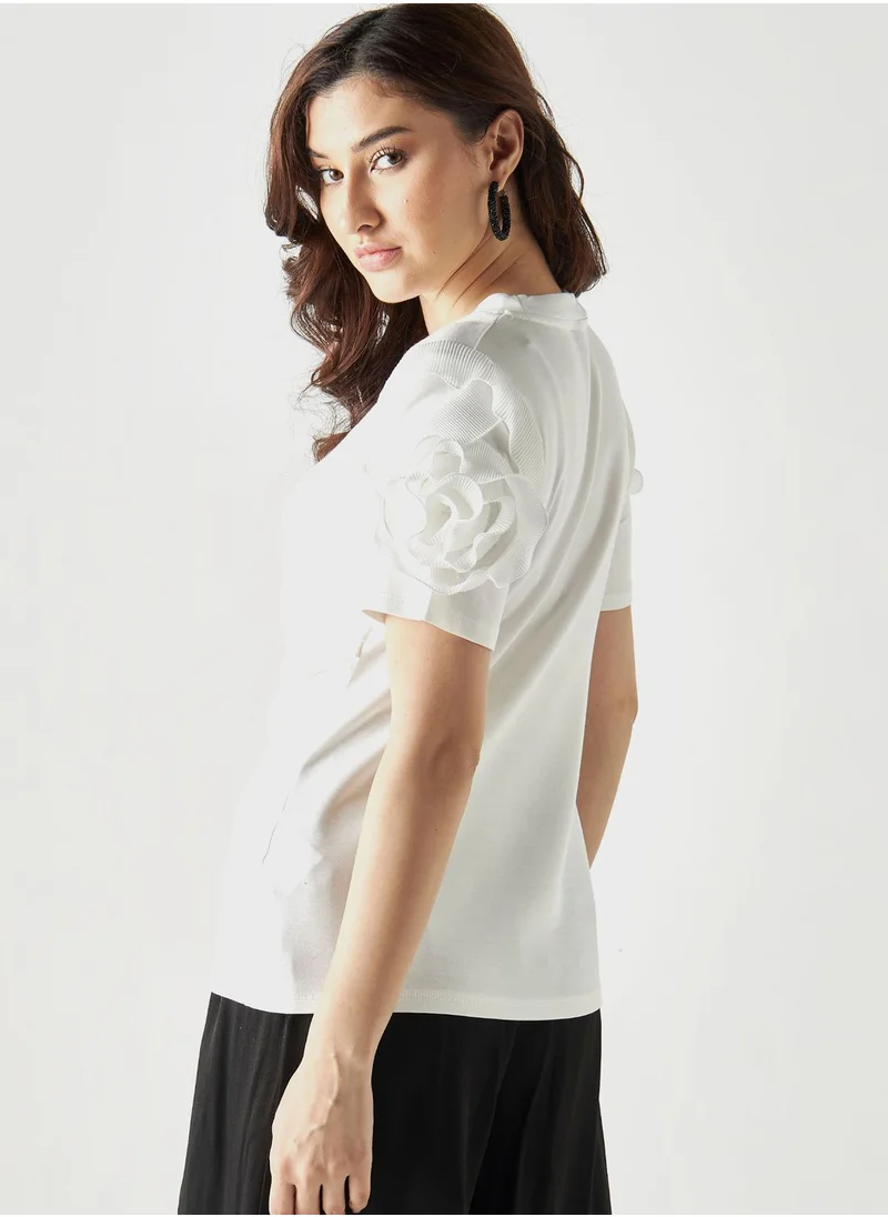 2Xtremz Crew Neck Ruffle Sleeve Top