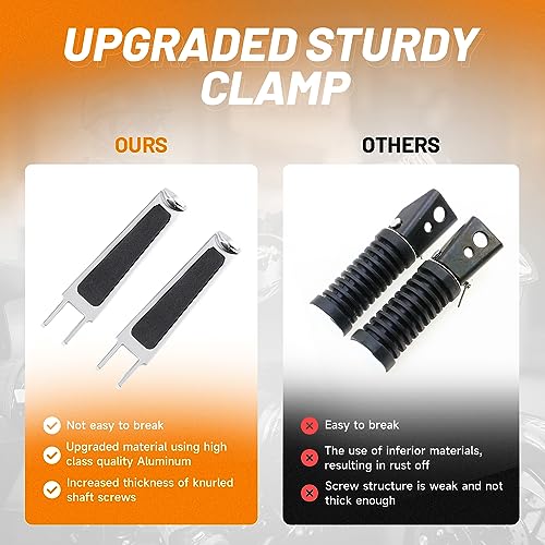 OUMURS Foot Pegs For Motorcycles For 1" Crash Bar Foot Pegs 1.25" 1 1/4" Engine Guard U-Clamp Footpegs Black Compatible With Harley Sportster 883 1200 Bad Boy Heritage Softail Flst Fxst Fxrt - Image 3