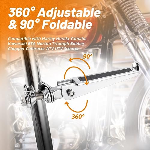 OUMURS Foot Pegs For Motorcycles For 1" Crash Bar Foot Pegs 1.25" 1 1/4" Engine Guard U-Clamp Footpegs Black Compatible With Harley Sportster 883 1200 Bad Boy Heritage Softail Flst Fxst Fxrt - Image 2