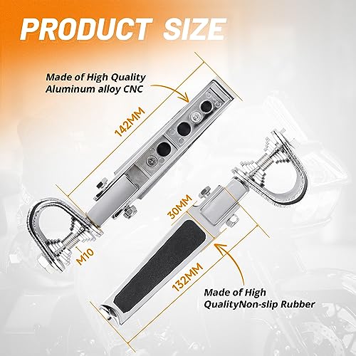 OUMURS Foot Pegs For Motorcycles For 1" Crash Bar Foot Pegs 1.25" 1 1/4" Engine Guard U-Clamp Footpegs Black Compatible With Harley Sportster 883 1200 Bad Boy Heritage Softail Flst Fxst Fxrt - Image 4