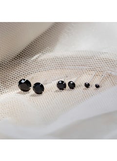 925 Sterling Silver Black Zirconia Mini Stud Earrings 7mm zircon earrings