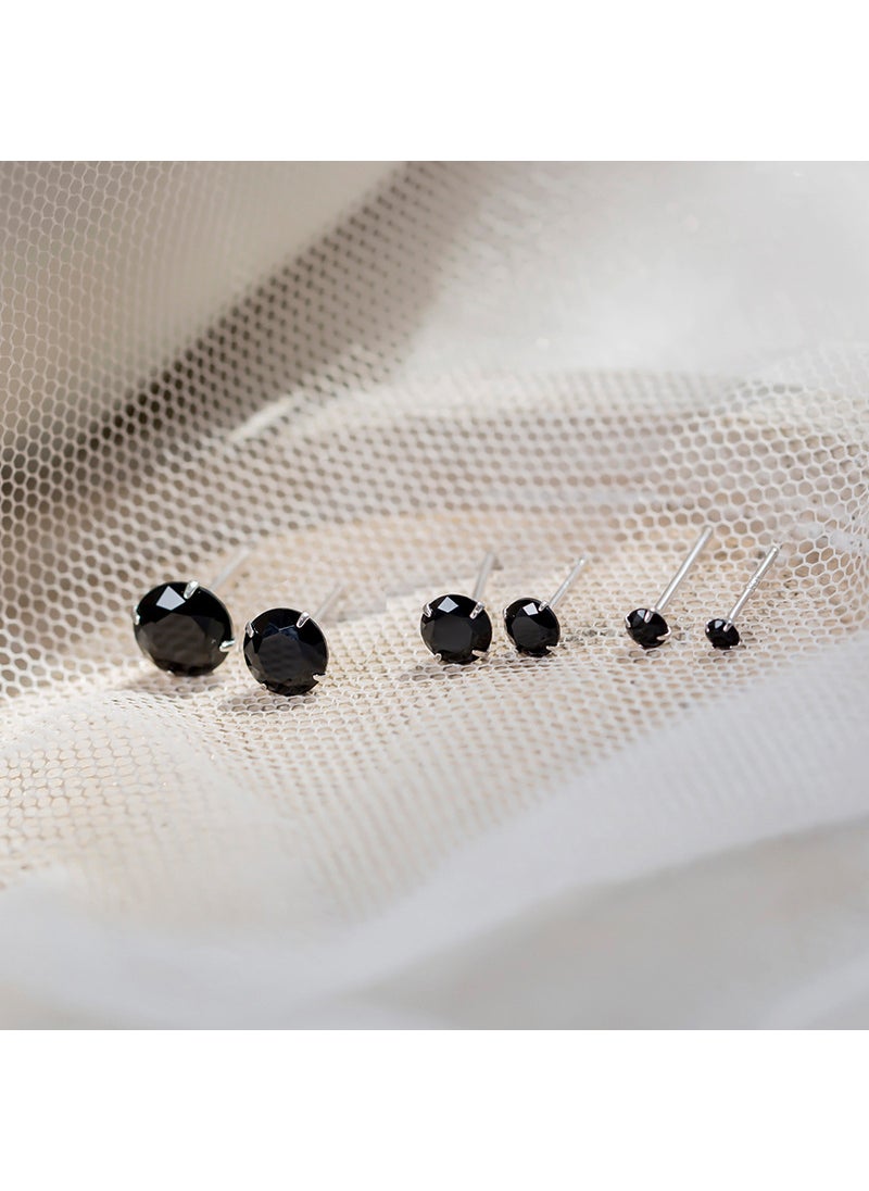 Generic - 925 Sterling Silver Black Zirconia Mini Stud Earrings 7mm zircon earrings - Image 1