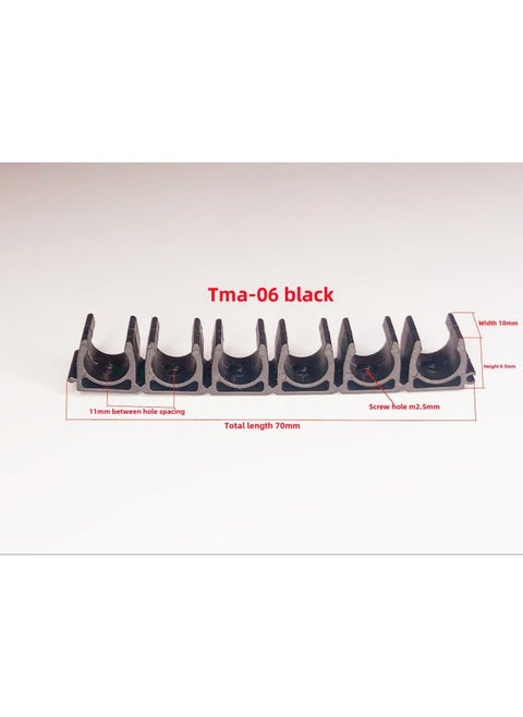 U-shaped Buckle 4/6/8/10/12/14/16MMPU Tracheal Clamp Multi-tube Clamp Seat Nylon Fixed Row Groove Pipe Clamp-Specification Model:Black Splicing Model Tma-06 6 Digits