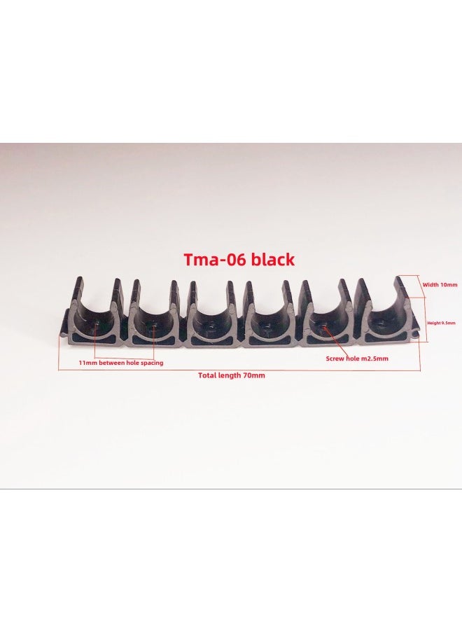 U-shaped Buckle 4/6/8/10/12/14/16MMPU Tracheal Clamp Multi-tube Clamp Seat Nylon Fixed Row Groove Pipe Clamp-Specification Model:Black Splicing Model Tma-06 6 Digits