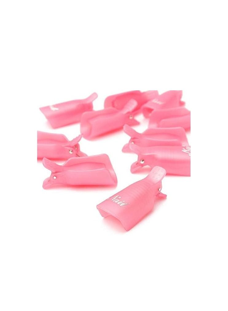 ORiTi 10PC Plastic Acrylic Nail Art Soak Off Cap Clip UV Gel Polish Remover Wrap Tool (PINK) - Image 5