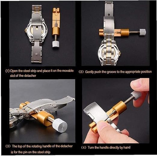 Nexllent Watch Repair Tool,Watch Link Removal Tool Watch Strap Tool Professional Adjuster Remover Repair Tool Kit All-metal Strap Link Remover Tool With 3 Size Pins. - Image 5