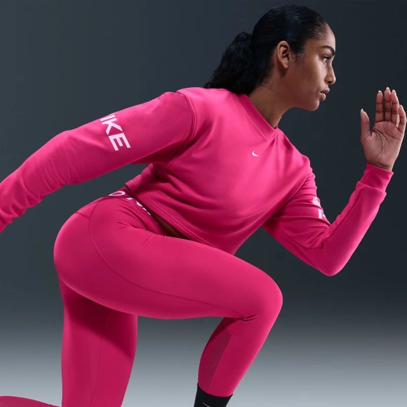 Nike Pink Women's Pro Dri-FIT French Terry Sweatshirt for Women | Best Price UAE