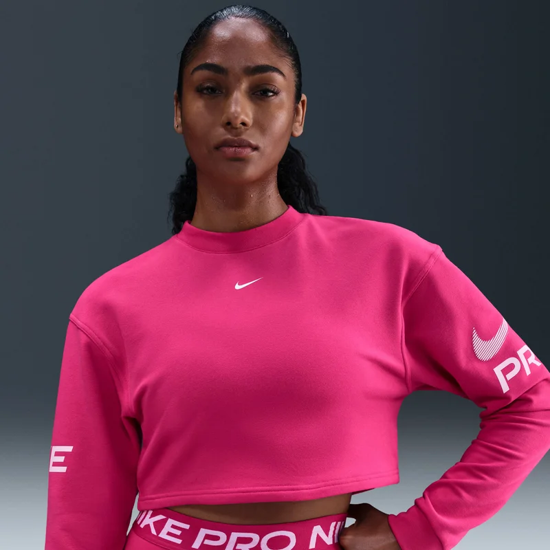 Nike Pink Women's Pro Dri-FIT French Terry Sweatshirt for Women | Best Price UAE