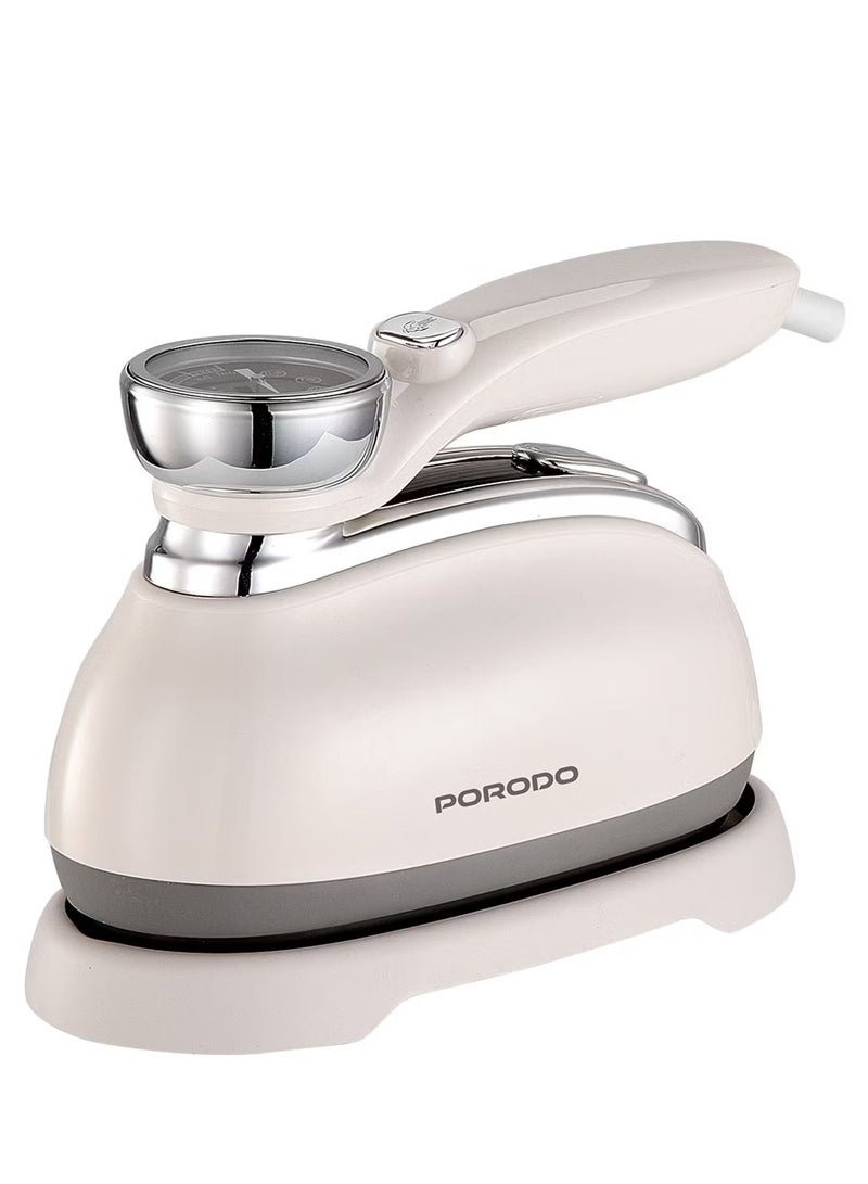 porodo Porodo Lifestyle Retro Thermometer Steam & Heat Iron with Rotating Handle Design, 1200W, Built-in Thermometer, 30-Second Quick Heating, 160ML Water Tank, 220-240V, UK 3-Pin Plug - White - Image 1