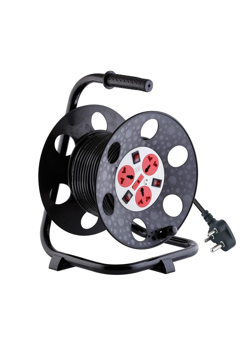 MX MX 3 Outlet Universal 5 Amp Sockets Extension Reel/Extension Board with Individual Switch, 10 Meter - 3Pin Power Cord 