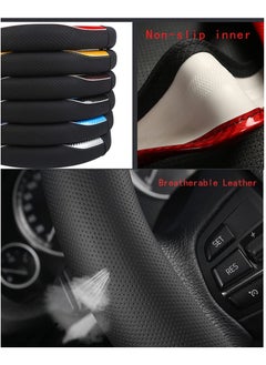 Generic Carbon Fiber & Microfiber PU Leather Steering Wheel Cover Anti-Slip Car Steering Wheel Protector Breathable Sweat Absorbent Sport for Diameter 38cm 15 Inch (Black)  - Image 5