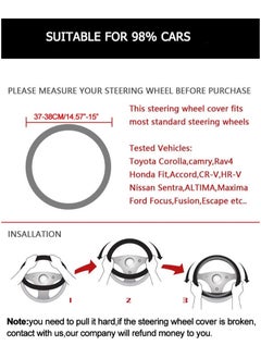 Generic Carbon Fiber & Microfiber PU Leather Steering Wheel Cover Anti-Slip Car Steering Wheel Protector Breathable Sweat Absorbent Sport for Diameter 38cm 15 Inch (Black)  - Image 2