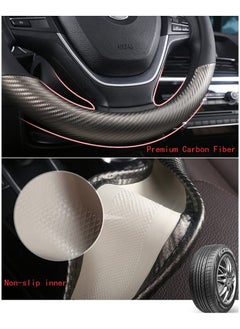Generic Carbon Fiber & Microfiber PU Leather Steering Wheel Cover Anti-Slip Car Steering Wheel Protector Breathable Sweat Absorbent Sport for Diameter 38cm 15 Inch (Black)  - Image 4