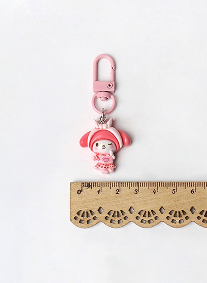 Sanrio 7Pcs Cute Cartoon Character Keychain Set, Resin Mini Bag Charm Pendant, Lovely Decorative Key Ring Accessory For Girls Gift Collection - Image 2