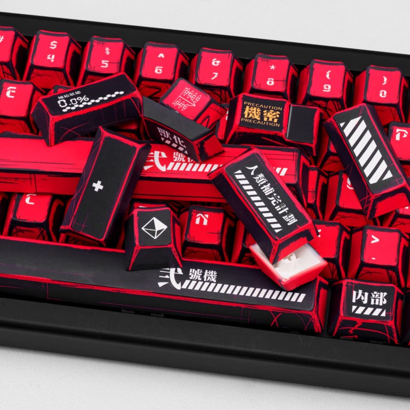 GEKUCAP Red and Black PBT Keycaps Set 135 Keys Cherry Profile Manga Japanese Style Keycaps Cherry Mx Gaming Keyboard Keycap Set for ANSI Layout Mechanical Keyboard - Image 4