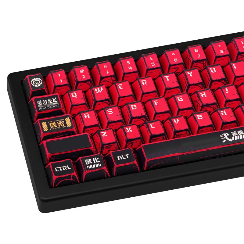 GEKUCAP Red and Black PBT Keycaps Set 135 Keys Cherry Profile Manga Japanese Style Keycaps Cherry Mx Gaming Keyboard Keycap Set for ANSI Layout Mechanical Keyboard - Image 1