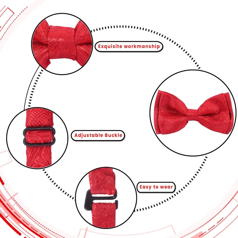 Riyasat- Men's Paisley Design Bow Tie and Pocket Square with Cufflinks Set - Image 3