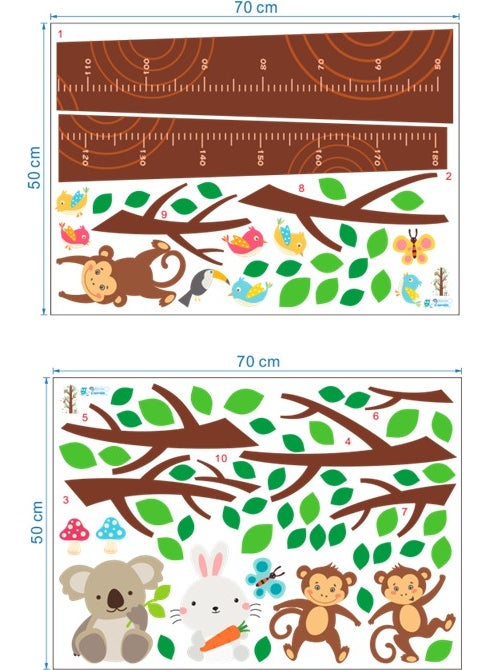 ZOOYOO Height Measurer Chart Height Measurement Chart Children's Room Green Tree  - Image 5