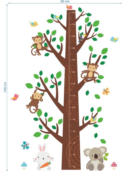 ZOOYOO Height Measurer Chart Height Measurement Chart Children's Room Green Tree  - Image 4