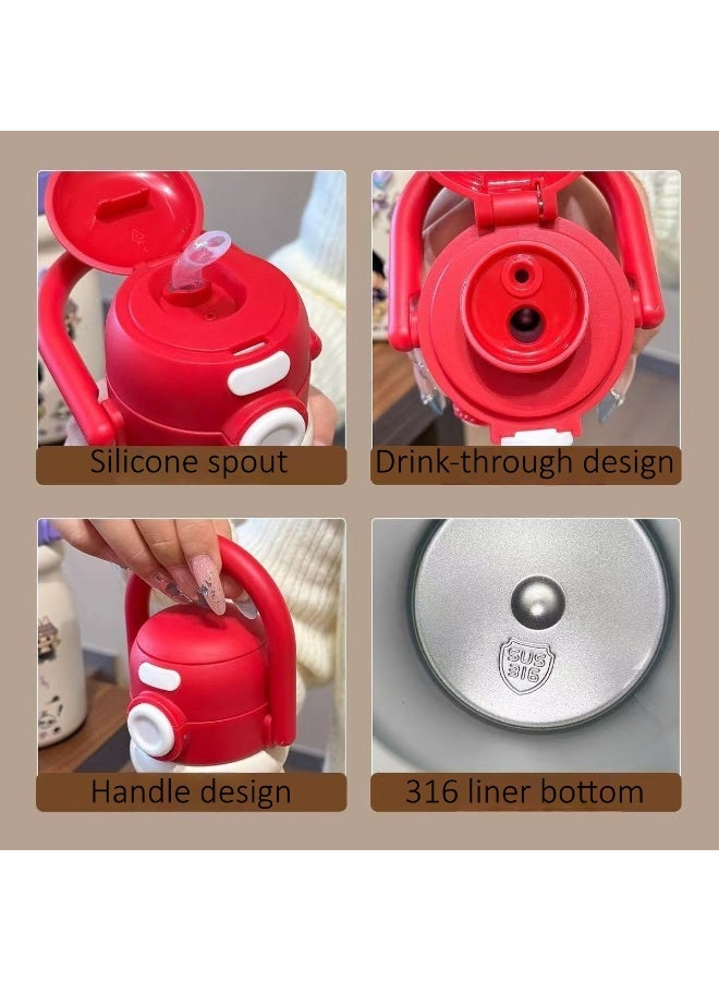 SKT Shiketro 500ML Cartoon Liling Kettle 316 Stainless Steel Insulated Cup Portable Dual Drinking Straw Water Bottle for Children - Image 3