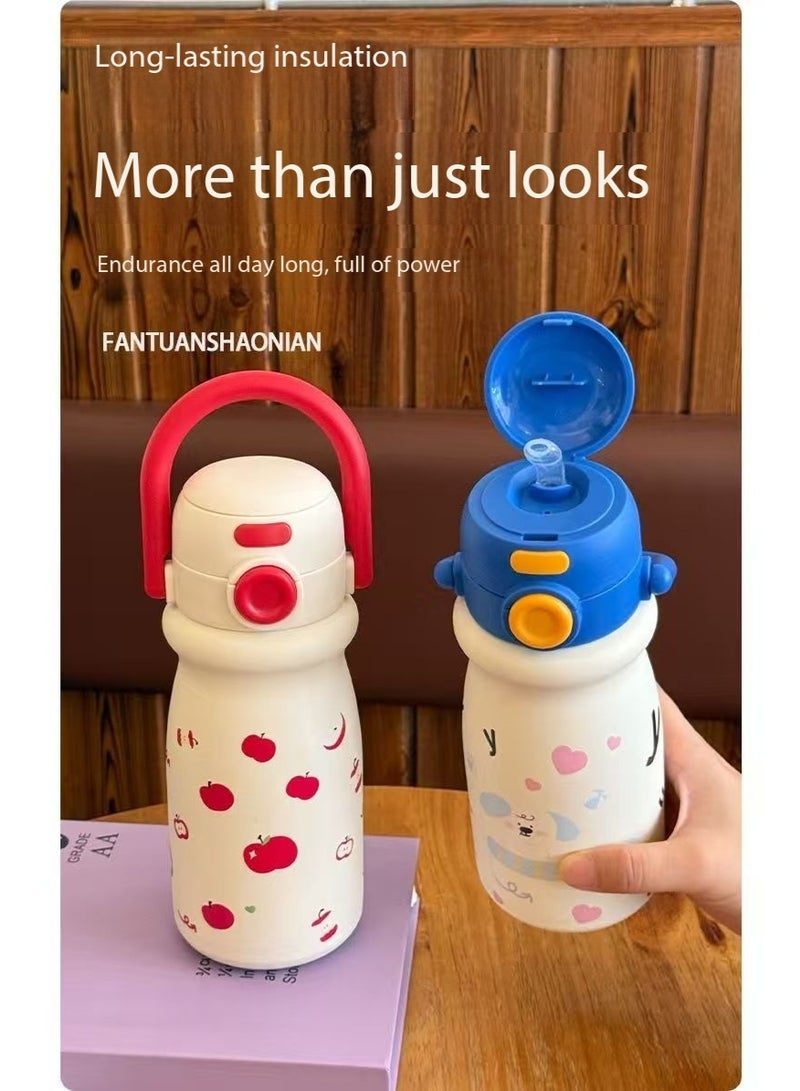 SKT Shiketro 500ML Cartoon Liling Kettle 316 Stainless Steel Insulated Cup Portable Dual Drinking Straw Water Bottle for Children - Image 4