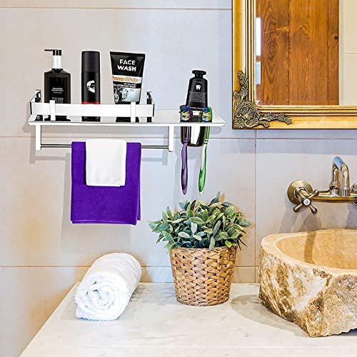 GLOXY ENTERPRISE 3 in 1 Shelf Rack for Bathroom Multipurpose Stainless Steel Bathroom Shelf/Rack/Towel Hanger/Tumbler Holder/Tooth Brush Holder Bathroom Accessories (15 x 5 Inches) - Image 5