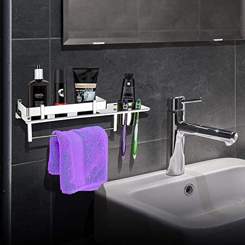 GLOXY ENTERPRISE 3 in 1 Shelf Rack for Bathroom Multipurpose Stainless Steel Bathroom Shelf/Rack/Towel Hanger/Tumbler Holder/Tooth Brush Holder Bathroom Accessories (15 x 5 Inches) - Image 4