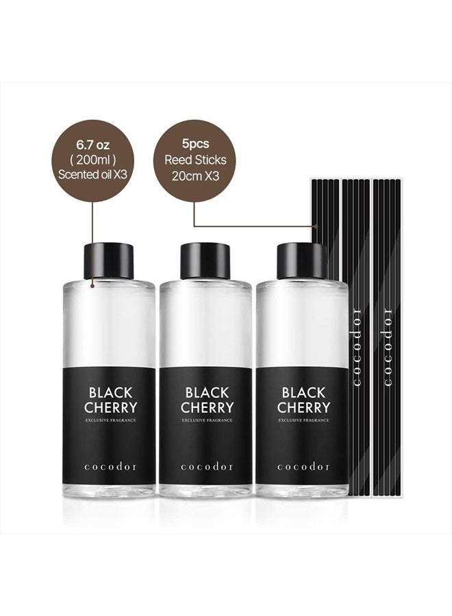 cocodor زيت إعادة تعبئة معطر الهواء من كوكودور / الكرز الأسود / 6.7 أونصة (200 مل) / 3 عبوات / العلاج العطري ، عطر المنزل ، الزيوت المعطرة ، الزيوت لموزع القصب ، ديكور المكتب ، الزينة - Image 3