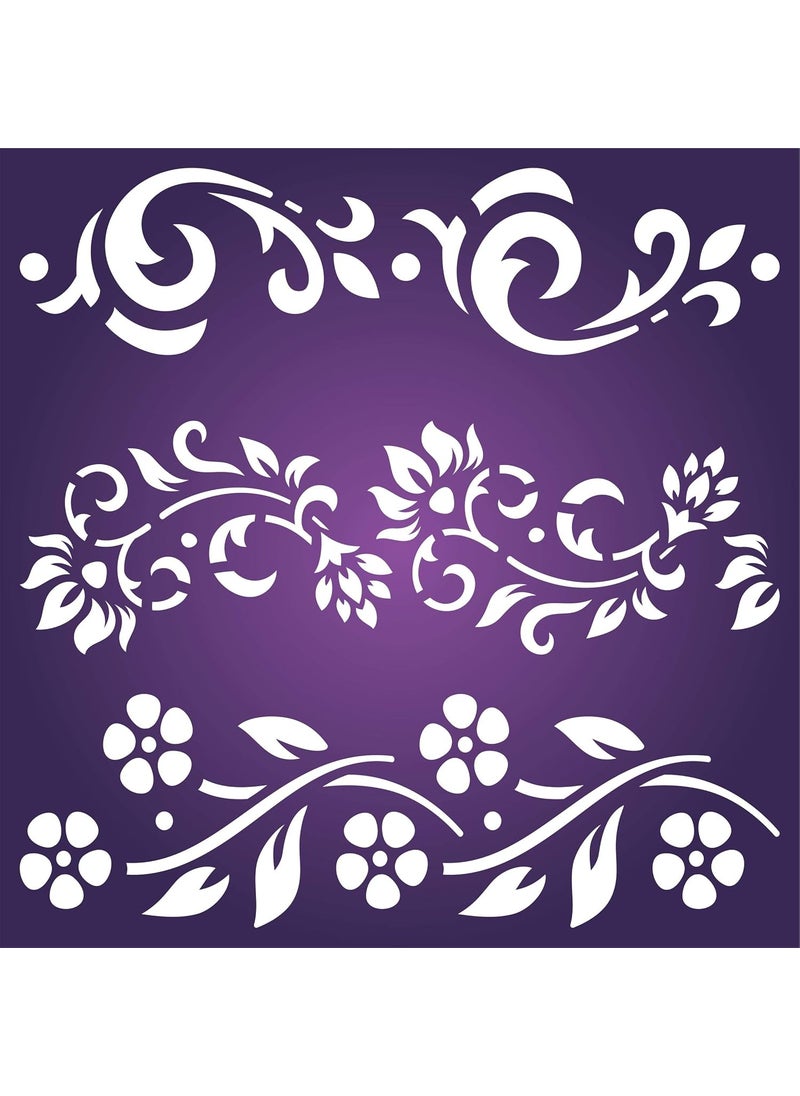 Usnyabni Vintage Borders Stencil, 4.5 x 4.5 inch (S) - Classic Flower Border Design Stencils by CRAFT KREATIVELY  - Image 5