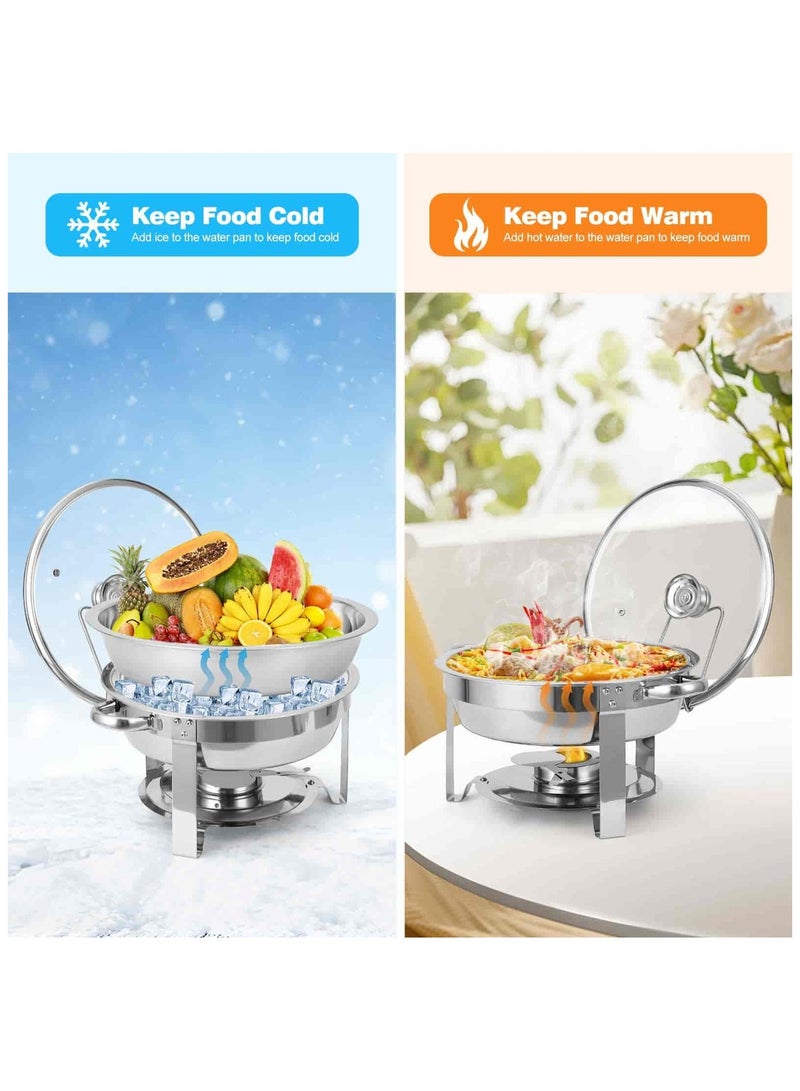 أديلي طبق طعام ساخن من الفولاذ المقاوم للصدأ سعة 4.5 لتر مع غطاء وحامل مدمج للبوفيه والولائم والضيافة - Image 3