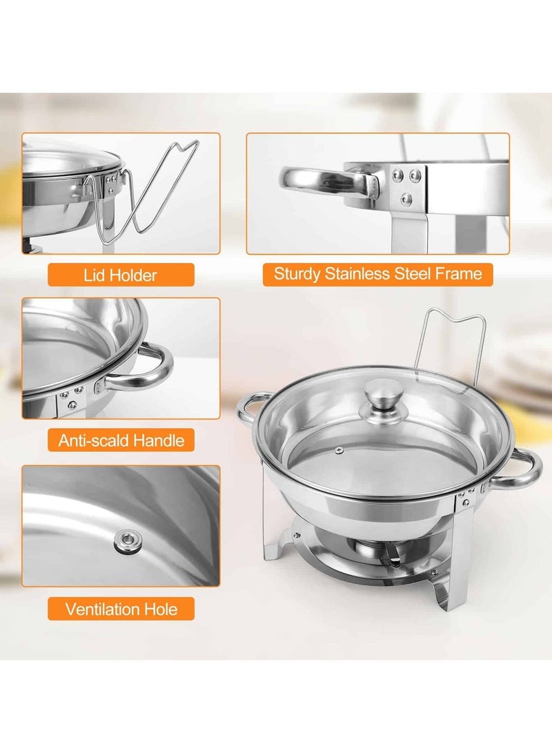 أديلي طبق طعام ساخن من الفولاذ المقاوم للصدأ سعة 4.5 لتر مع غطاء وحامل مدمج للبوفيه والولائم والضيافة - Image 3