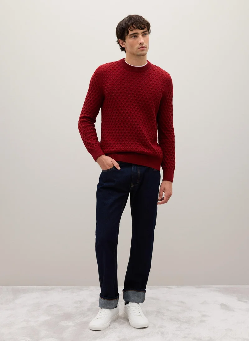 Ovs  OVS Regular Fit Red Cotton Blend Jumper for Men | Best Price UAE