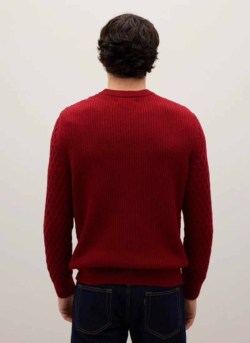 Ovs  OVS Regular Fit Red Cotton Blend Jumper for Men | Best Price UAE
