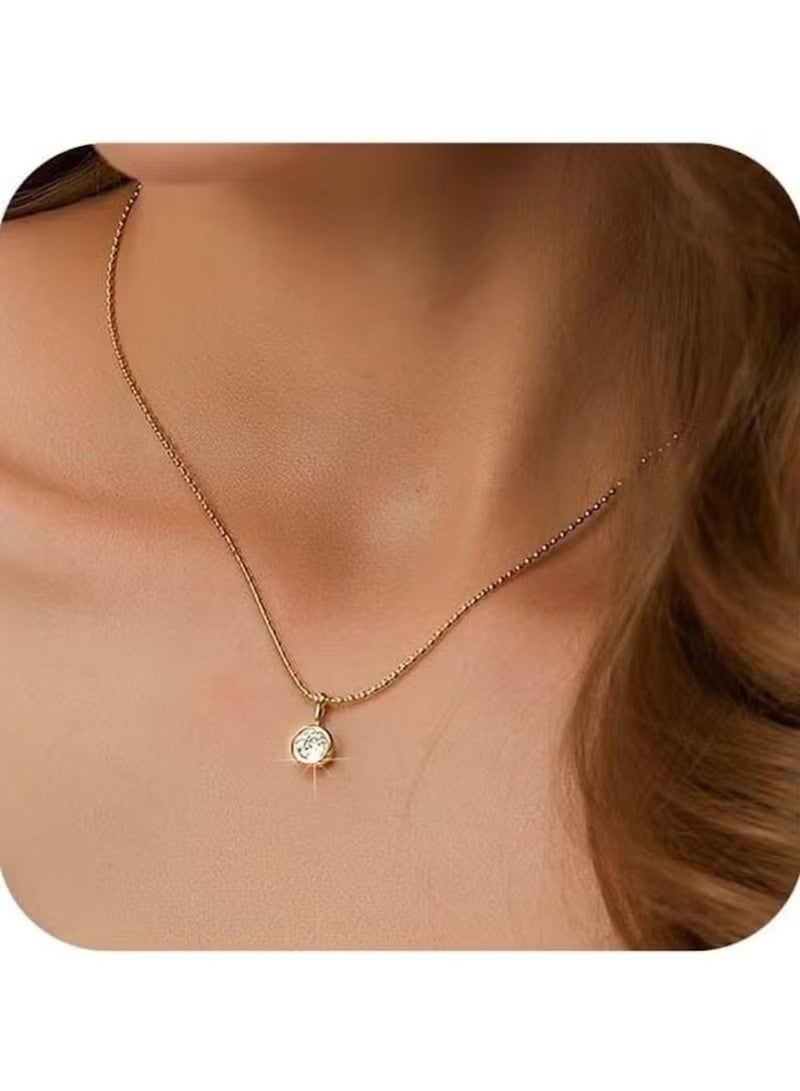 Huitich Minimalist Gold Crystal Pendant Necklace for Women - Image 2