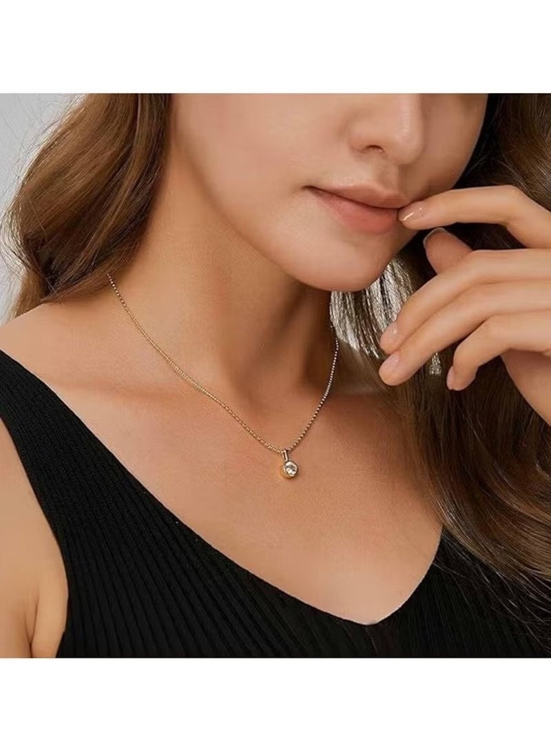 Huitich Minimalist Gold Crystal Pendant Necklace for Women - Image 4